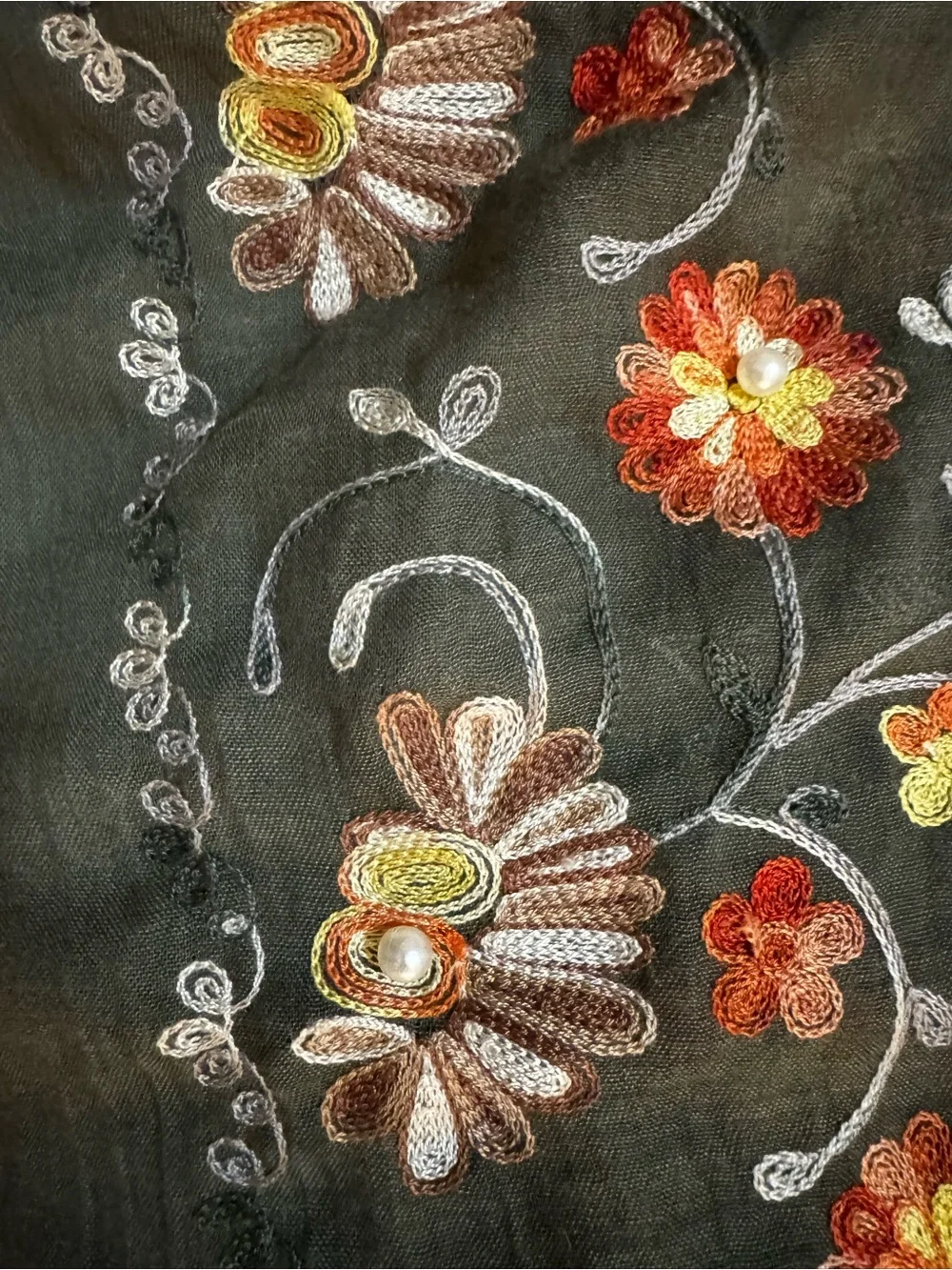 N/A charcoal embroidery floral